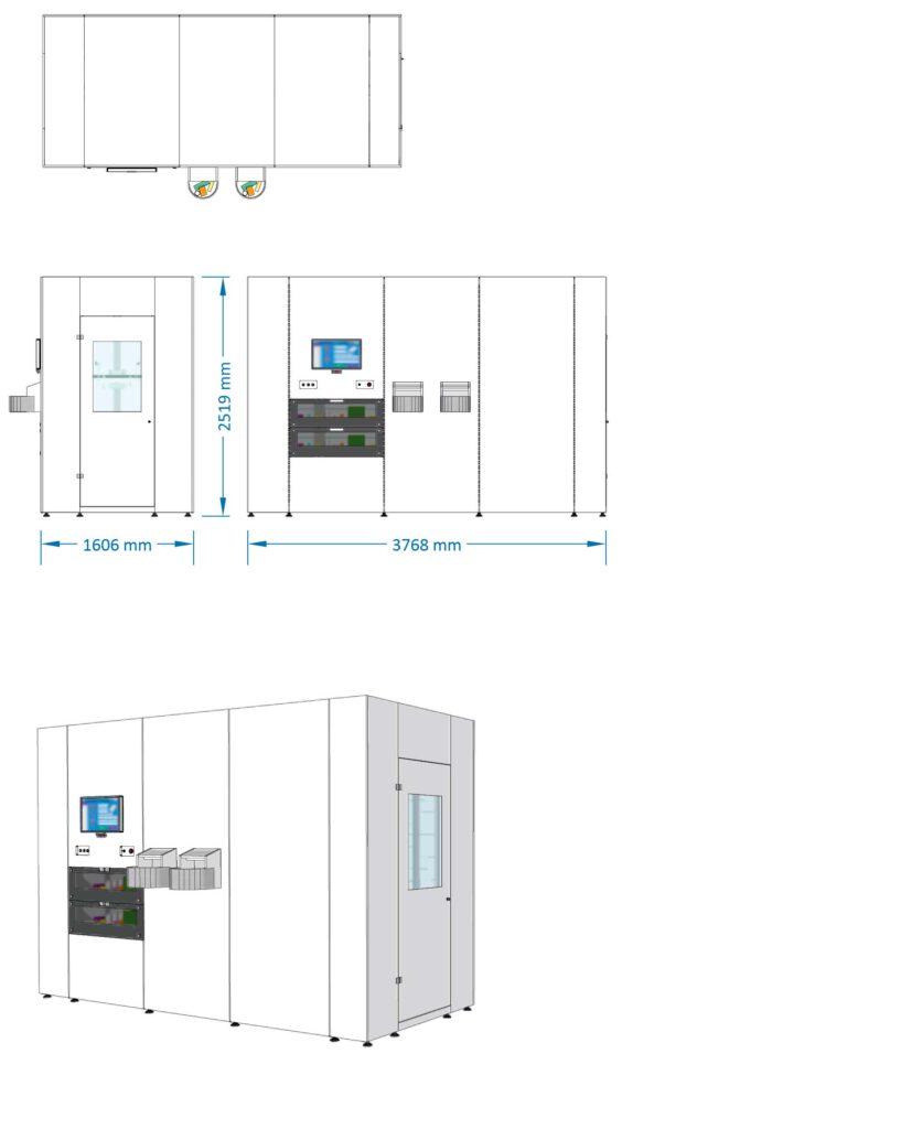 Modell 2537 Länge: 3.768 m Breite: 1.606 m Min. Kapazität: 5,100 Max. Kapazität: 7,300