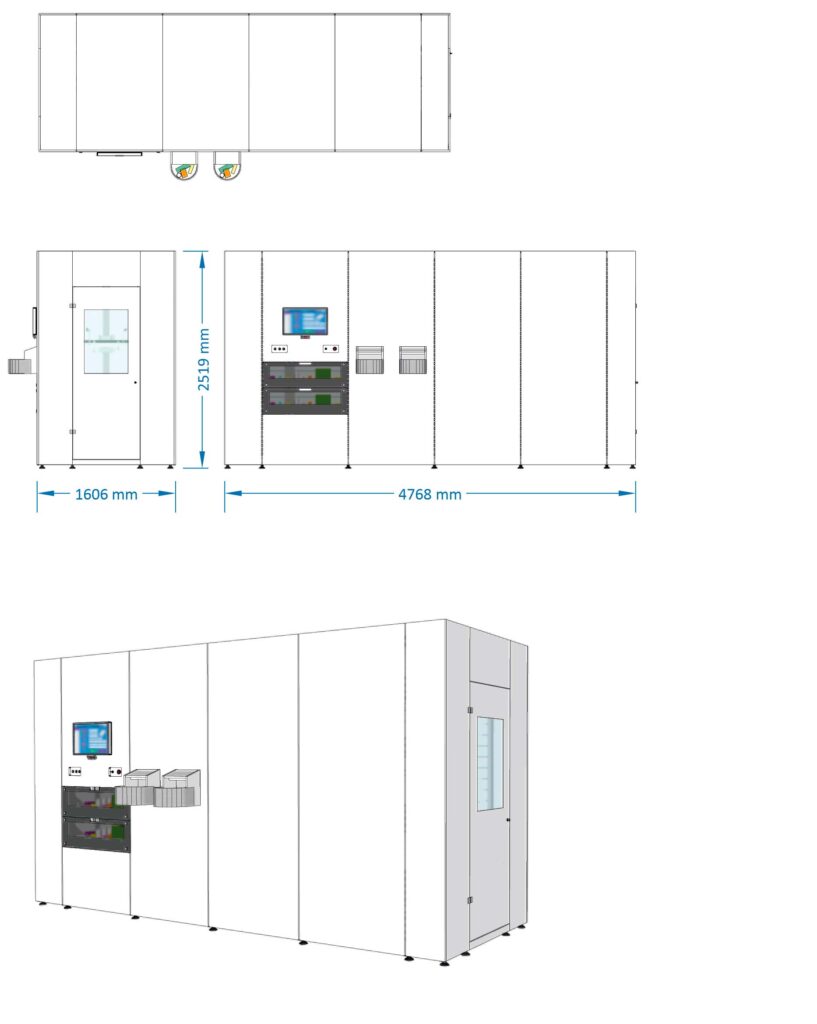 Modell 2547 Länge: 4.768 m Breite: 1.606 m Min. Kapazität: 6,900 Max. Kapazität: 9,900