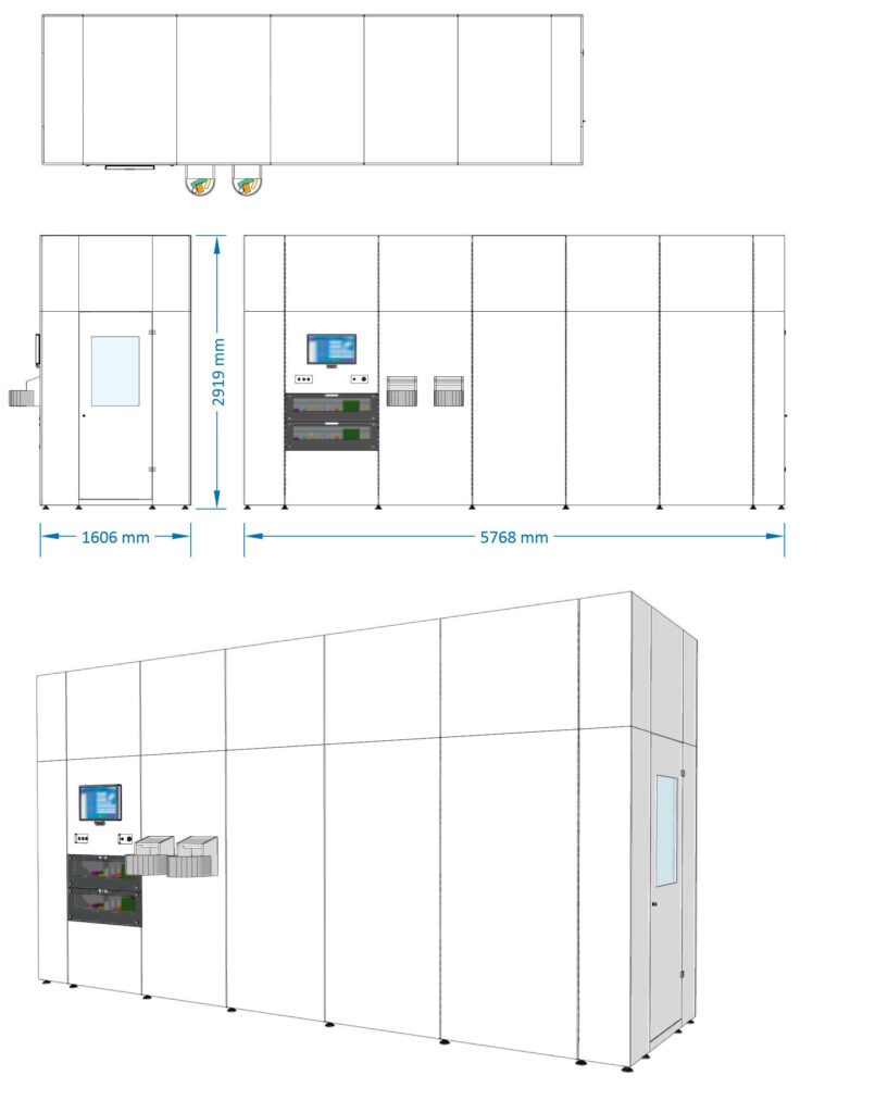 Modell 2957 Länge: 5.768 m Breite: 1.606 m Min. Kapazität: 10,800 Max. Kapazität: 15,500
